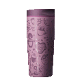 Owala SmoothSip Slider 20oz top-down view, dark purple lid with mauve slider button slid open revealing the sip hole